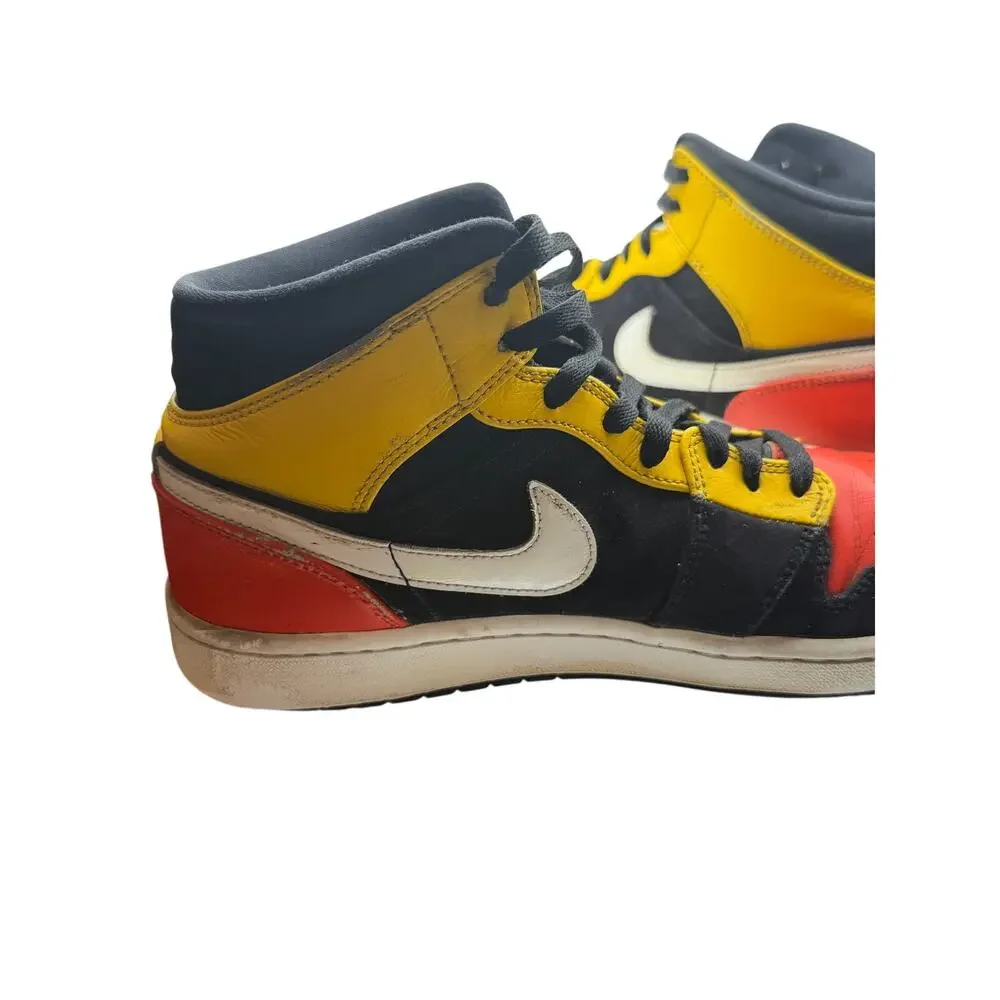 Nike Air Jordan 1 Mid Black Yellow Red Sneakers Men's Size 9.5 852542-087
